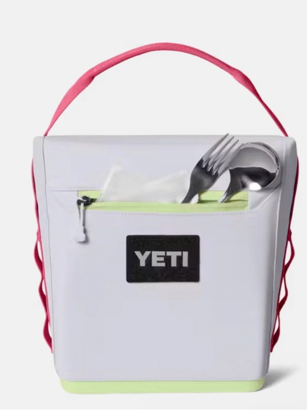 Yeti Soft Cooler Pack in Light Gray with Pink Strap and Neon Yellow Accents - Picture 4 of 4